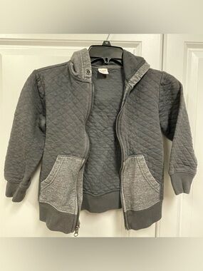 Gymboree Boys Quilted Hooded Jacket Zipper Gray Size Sm 5-6